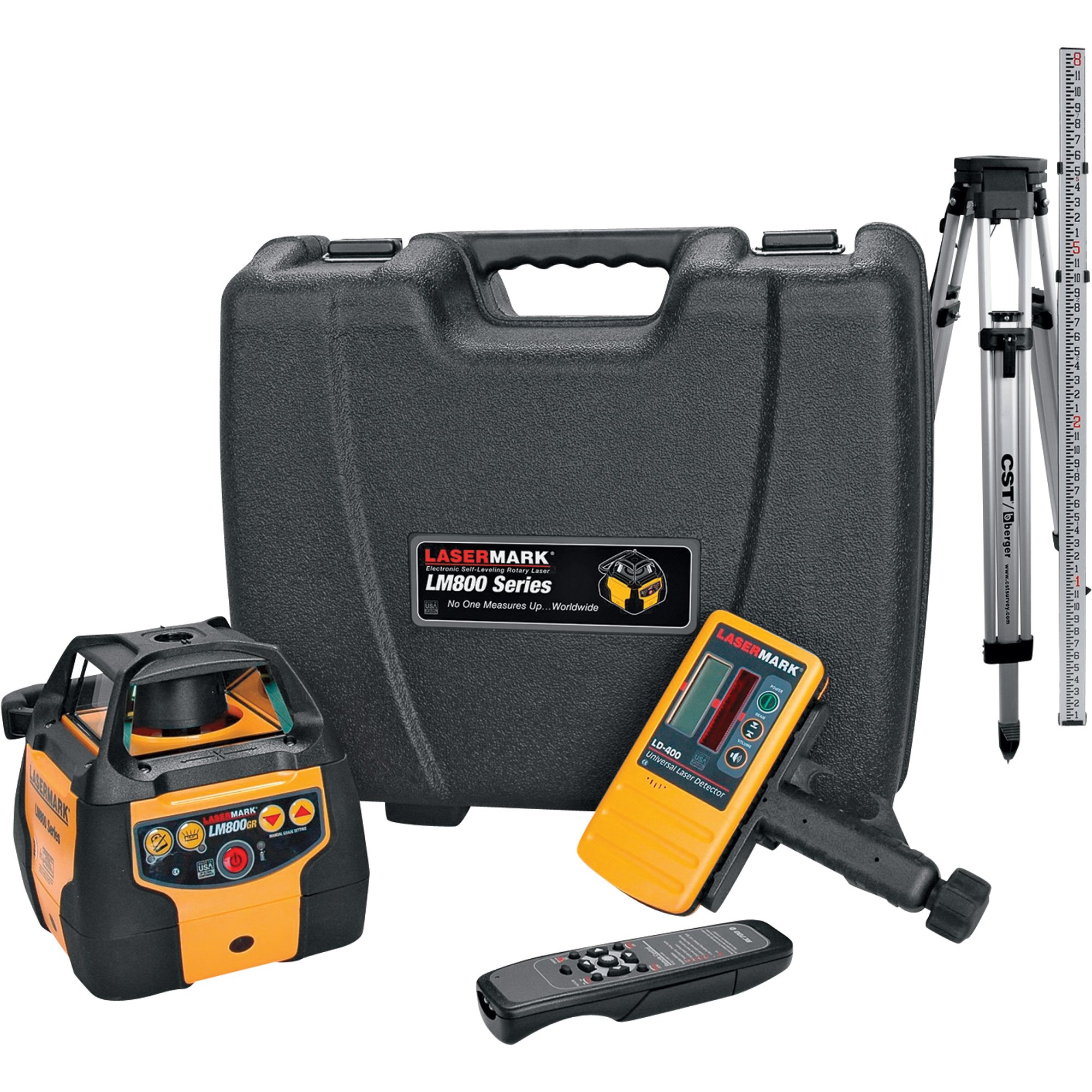 CST/Lasermark Self-Leveling Rotary Laser Level with Dual Manual Grade — Includes Tripod and Rod, Model# 57-LM800GRPKG